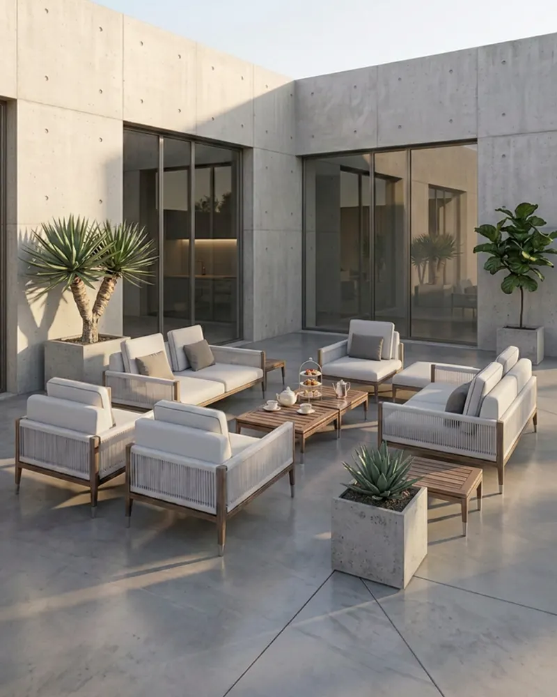 Living de exterior premium BanPre — showroom en Canning